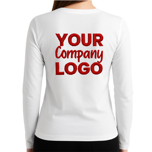Embroidered Long Sleeve Cotton T-Shirt Female