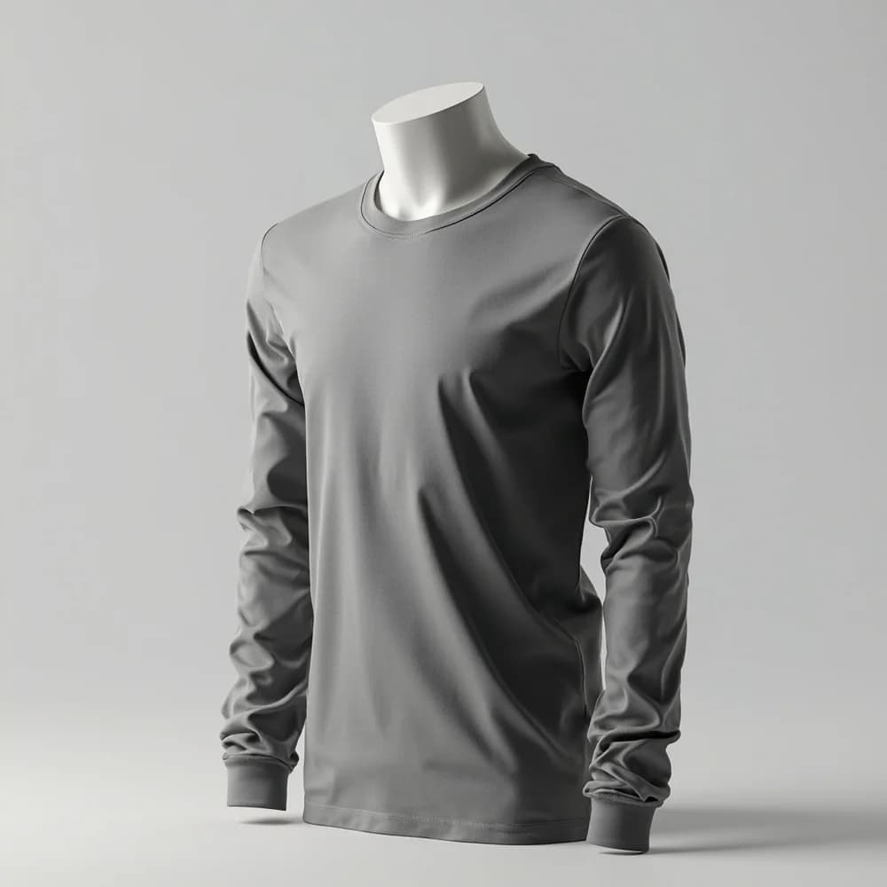 Long Sleeve T-Shirt - Round Neck · Women's · Polyester — Charcoal