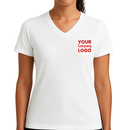 Printed Cotton V-Neck T-Shirt Female