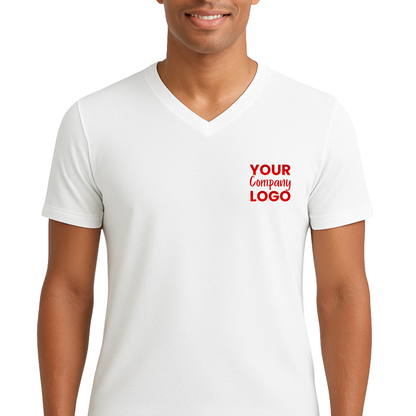 Printed Cotton V-Neck T-Shirt Male