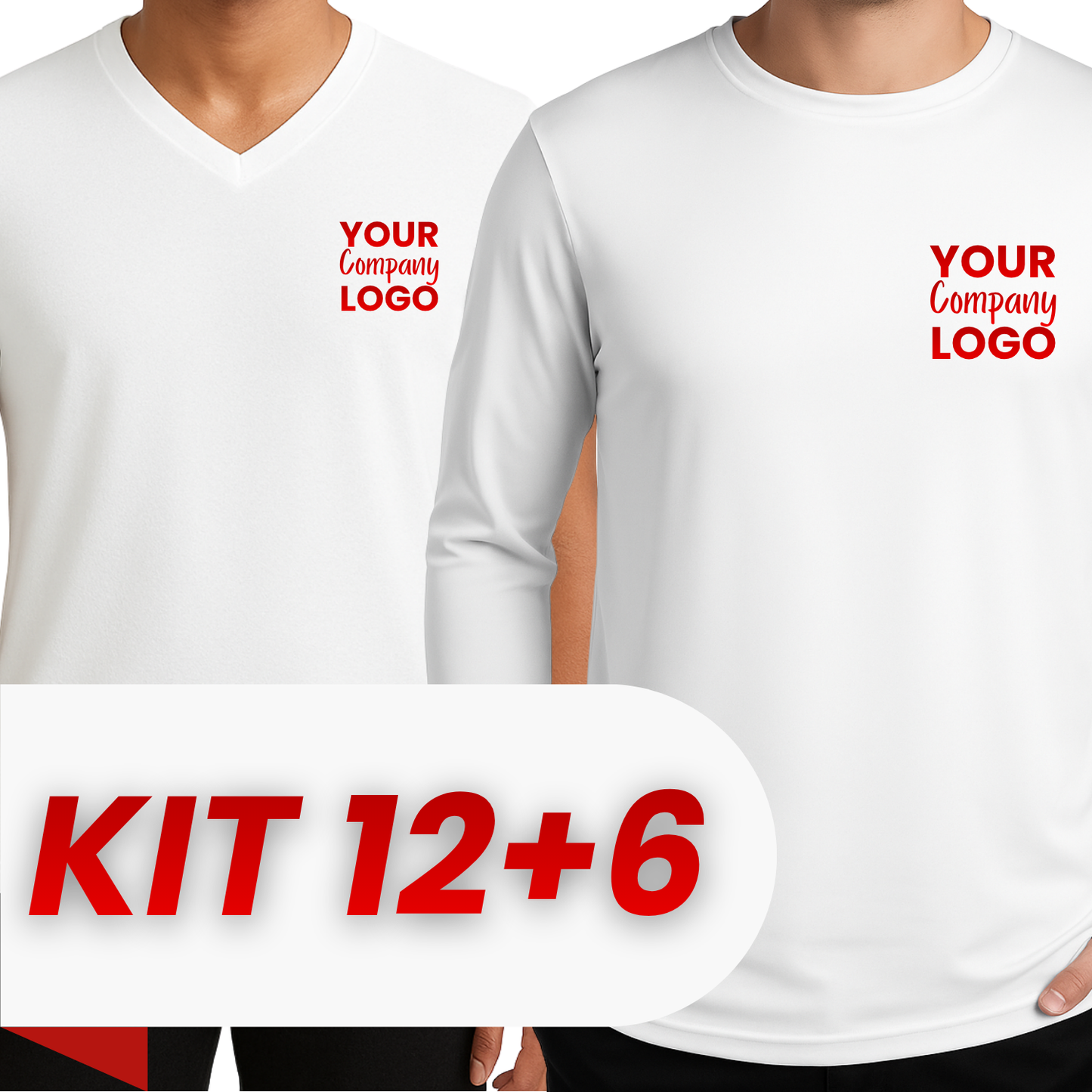 Kit: 12 Cotton T-Shirts + 6 Long Sleeve Cotton T-Shirts