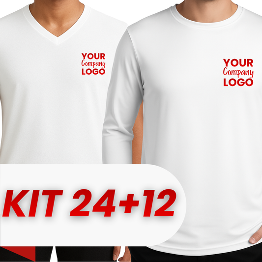 Kit: 24 Cotton T-Shirts + 12 Long Sleeve Polyester T-Shirts